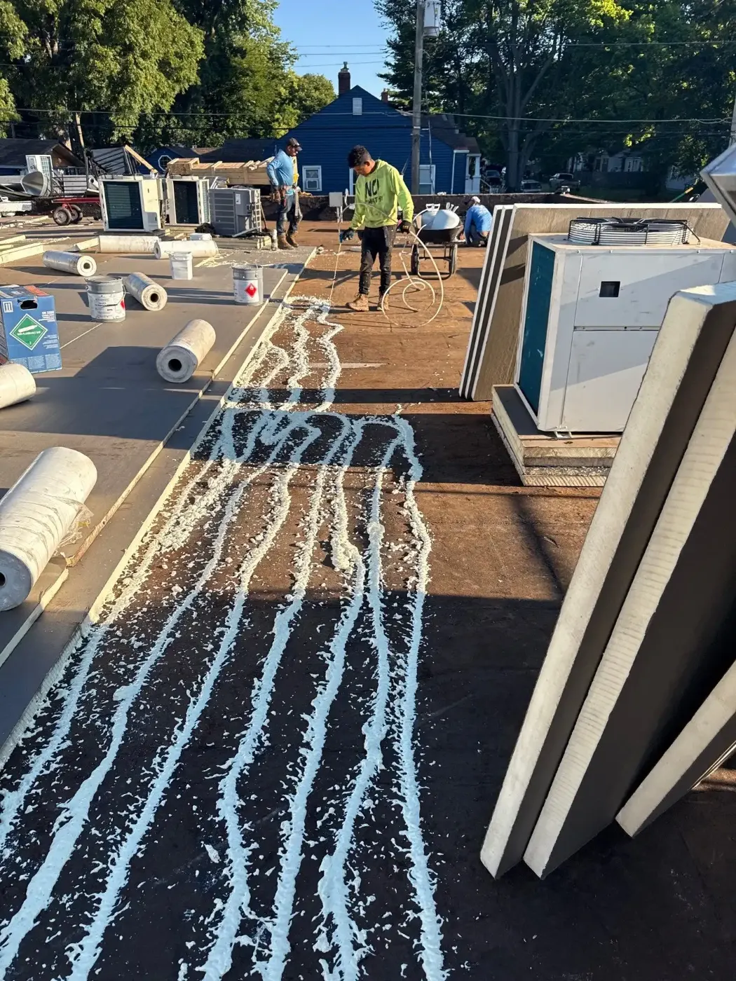 Tarping and dry-in on a Converse commercial roof